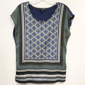 The Limited Womens Top Yellow and Blue Patterned Sleeveless Size Small‎ Tall